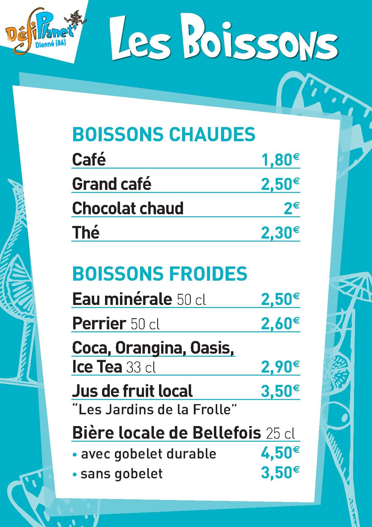 Carte SNACK BOISSONS CHAUDES 2018